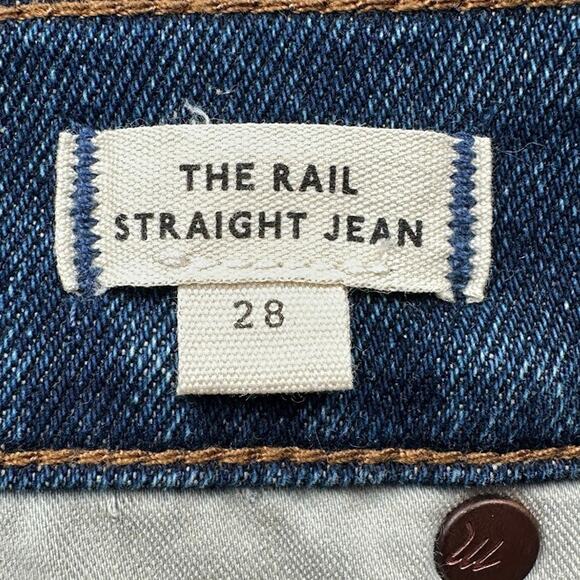 Madewell Jeans Womens 28 Blue Rail Straight Kaihara Denim Cuff Stretch Pockets - Picture 8 of 14